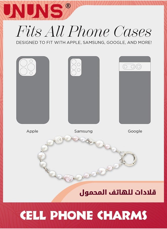 UNUNS Phone Charm Strap,Irregular Beaded Pearls Crystals Detachable Anti Theft Phone Strap,Hands-Free iPhone Wrist Strap For Women Girls,Phone Chain Wristlet For Apple Samsung Google,Phone Case Accessories  - Image 4