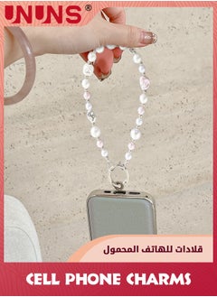 UNUNS Phone Charm Strap,Irregular Beaded Pearls Crystals Detachable Anti Theft Phone Strap,Hands-Free iPhone Wrist Strap For Women Girls,Phone Chain Wristlet For Apple Samsung Google,Phone Case Accessories  - Image 2