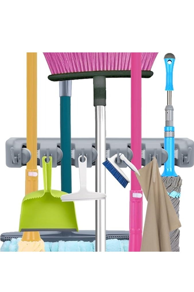 Home Care Mop And Broom Tool Holder Organizer, Multipurpose Wall Mounted Non Slide Storage Hooks Racks And Towels, Keys, Tools Hanger Include Screws For Indoor, Kitchen Garden, Bathroom And Garage - Image 1