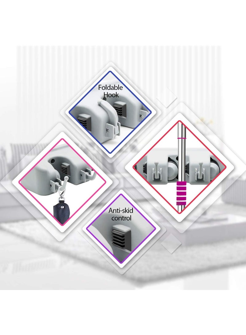 Home Care Mop And Broom Tool Holder Organizer, Multipurpose Wall Mounted Non Slide Storage Hooks Racks And Towels, Keys, Tools Hanger Include Screws For Indoor, Kitchen Garden, Bathroom And Garage - Image 4