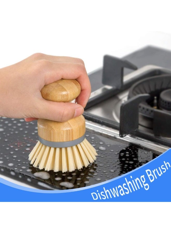 Bamboo Palm Brush, Scrubbing Brush for Dishes, Pots, Pans, Washing Up Brush, Pot Brush, Dish Brush, Kitchen Sink Cleaning 2 Pieces - Image 4