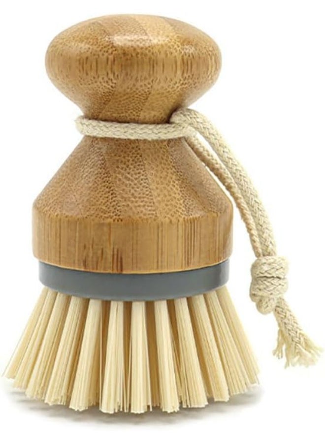 Bamboo Palm Brush, Scrubbing Brush for Dishes, Pots, Pans, Washing Up Brush, Pot Brush, Dish Brush, Kitchen Sink Cleaning 2 Pieces - Image 2