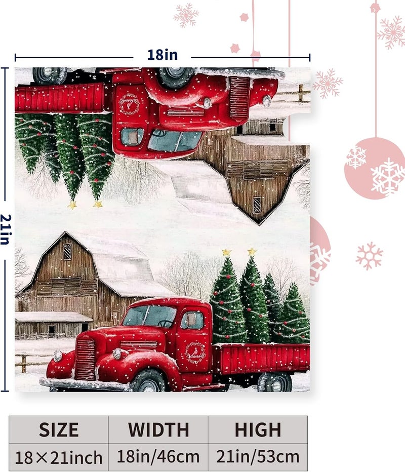 Farg Winter Mailbox Cover Magnetic Standard Size Christmas Red Truck Snow Mail Box Covers Wrap Snowflakes Pine Trees Mailbox Wraps Post Letter Holiday18X 21 in Decor for Garden Outdoor Farmhouse - Image 4