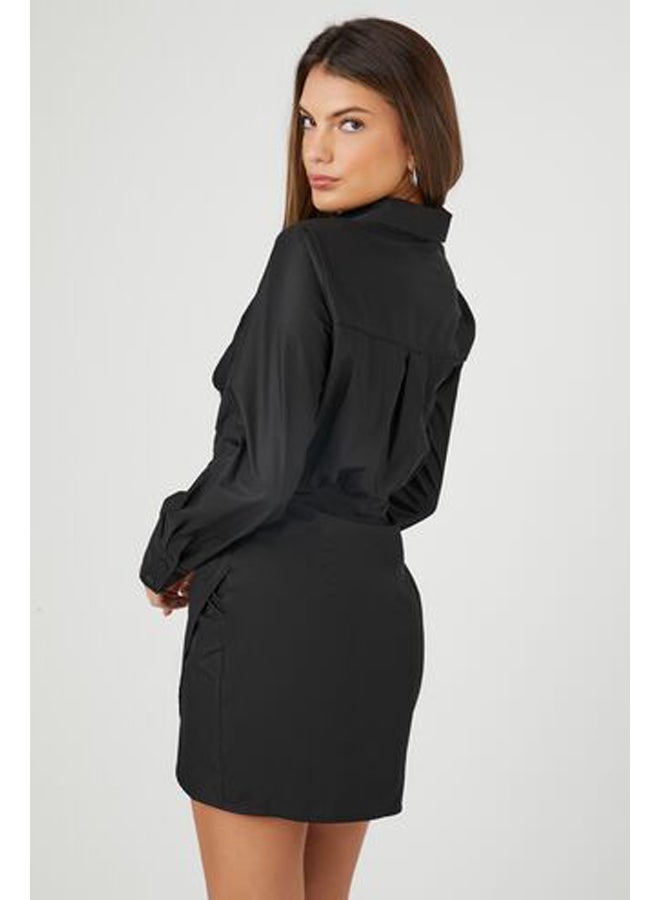 FOREVER 21 فستان قصير من قماش البوبلين مع حافة توليب - Image 4