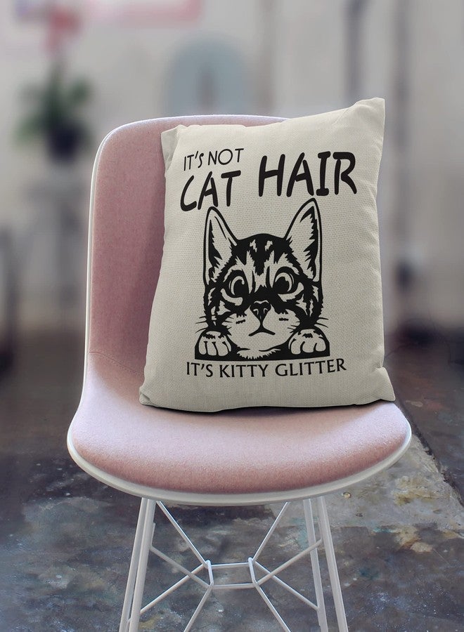 M-Qizi Cute Cat Pillow Covers - Maine Coon Pillow Covers 18x18, Cat Lover Gifts for Women, Funny Cat Gifts, Kitty Pillow Covers, It's Not Cat Hair It's Kitty Clitter - Image 3