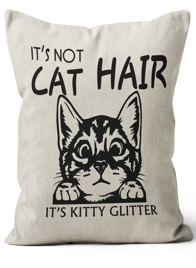 M-Qizi Cute Cat Pillow Covers - Maine Coon Pillow Covers 18x18, Cat Lover Gifts for Women, Funny Cat Gifts, Kitty Pillow Covers, It's Not Cat Hair It's Kitty Clitter - Image 1