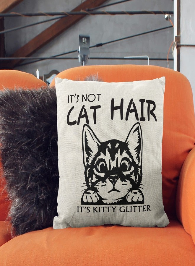 M-Qizi Cute Cat Pillow Covers - Maine Coon Pillow Covers 18x18, Cat Lover Gifts for Women, Funny Cat Gifts, Kitty Pillow Covers, It's Not Cat Hair It's Kitty Clitter - Image 2