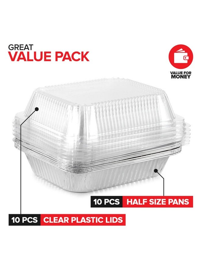 Stock Your Home Stock Your Home 9x13 Disposable Baking Pan with Lid (10 Pack) Heavy Duty Aluminum Cake Pans with Lids, Clear Plastic Cover, Food Container for Lasagna, Casserole, Brownie, Rectangular Sheet Tray  - Image 2