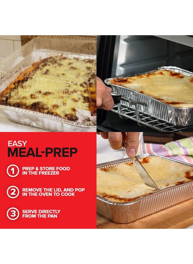 Stock Your Home Stock Your Home 9x13 Disposable Baking Pan with Lid (10 Pack) Heavy Duty Aluminum Cake Pans with Lids, Clear Plastic Cover, Food Container for Lasagna, Casserole, Brownie, Rectangular Sheet Tray  - Image 5