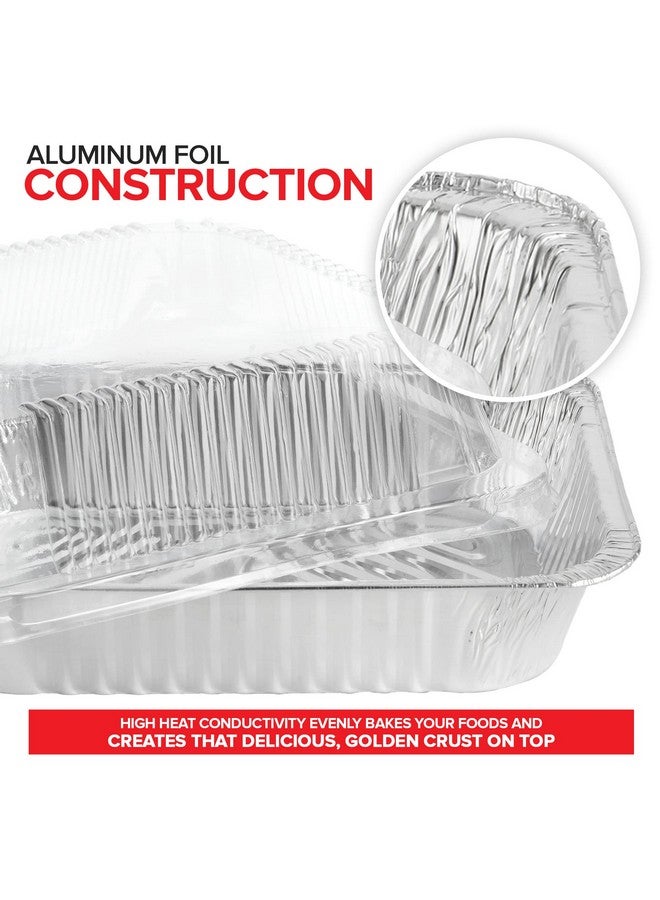Stock Your Home Stock Your Home 9x13 Disposable Baking Pan with Lid (10 Pack) Heavy Duty Aluminum Cake Pans with Lids, Clear Plastic Cover, Food Container for Lasagna, Casserole, Brownie, Rectangular Sheet Tray  - Image 4