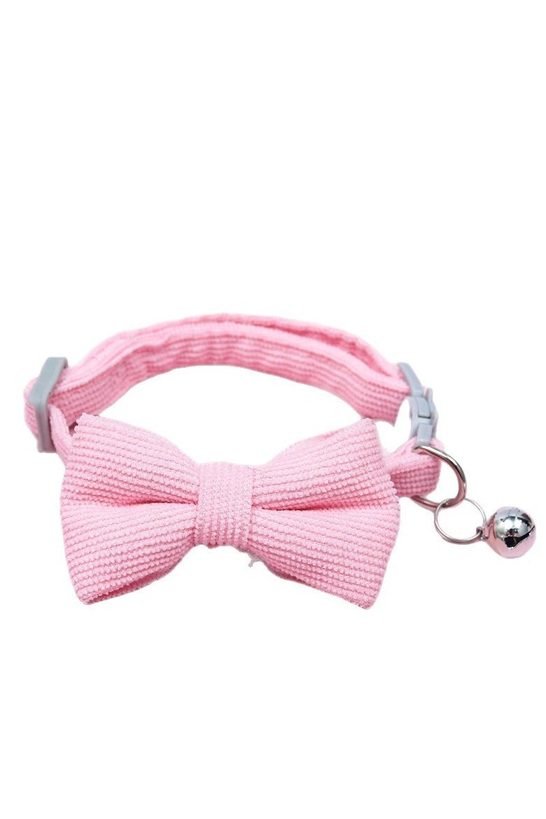Generic Adjustable Leather Cat Collar With Bell, Anti-Suffocation Kitten Puppy Collar For Small Pets(Pink)  - Image 1