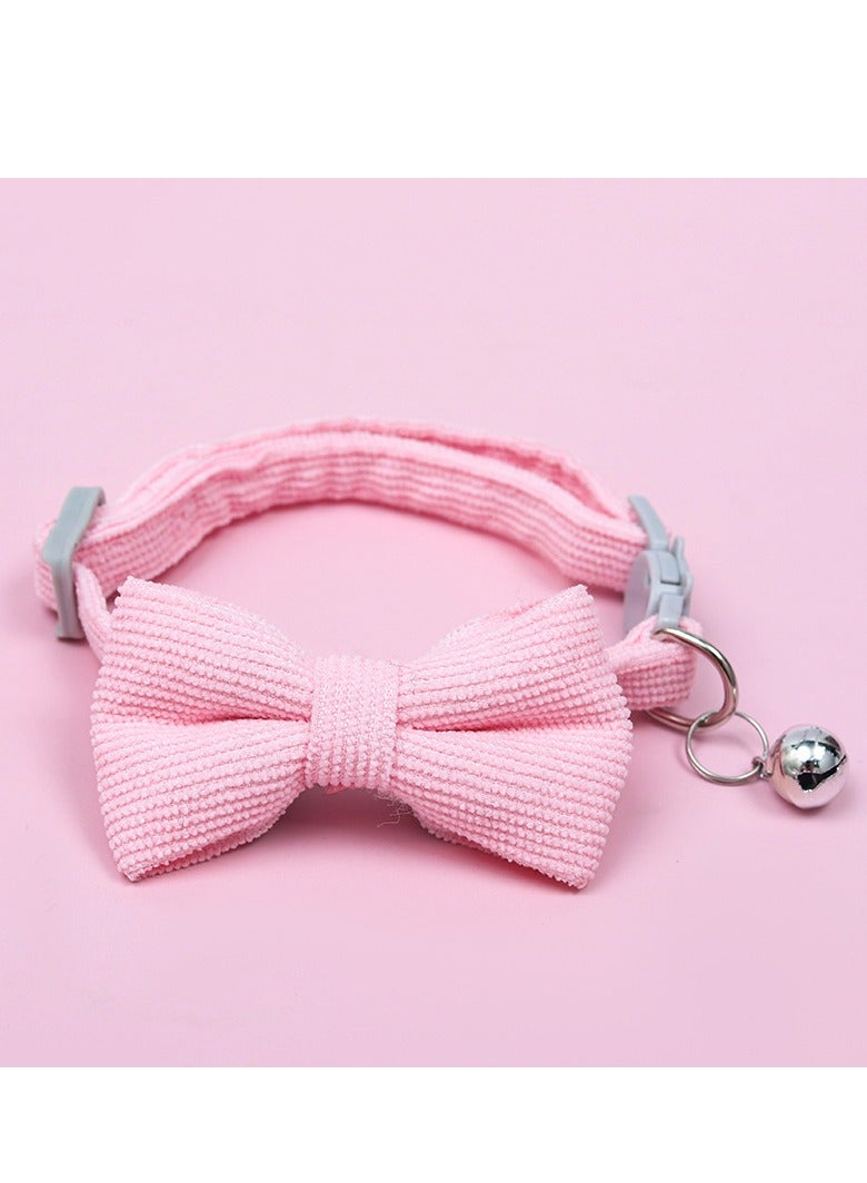 Generic Adjustable Leather Cat Collar With Bell, Anti-Suffocation Kitten Puppy Collar For Small Pets(Pink)  - Image 4