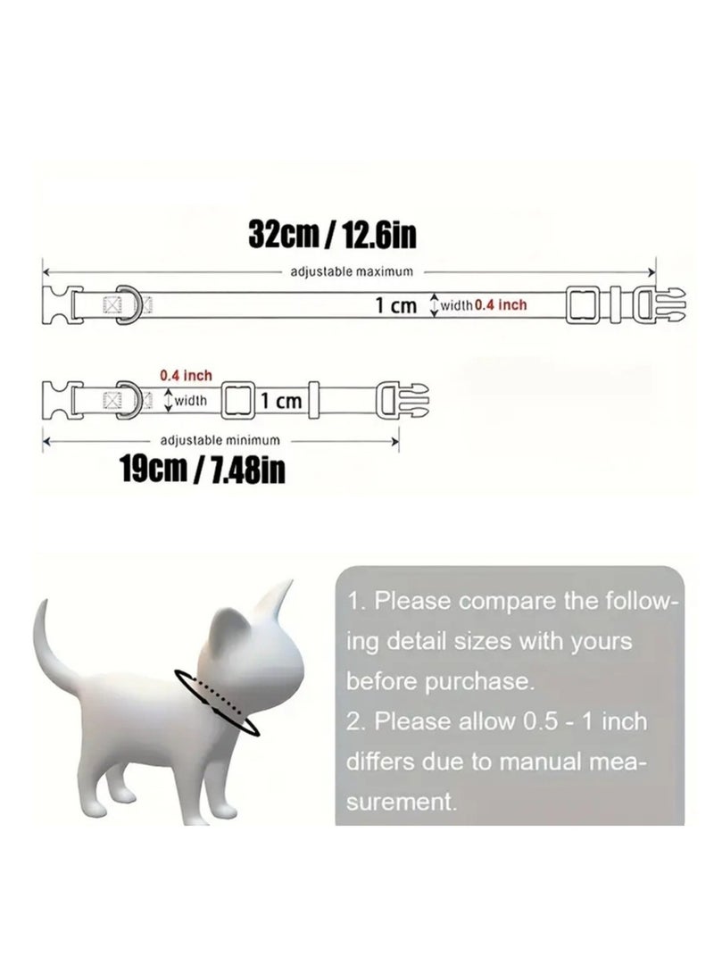 Generic Adjustable Leather Cat Collar With Bell, Anti-Suffocation Kitten Puppy Collar For Small Pets(Pink)  - Image 3