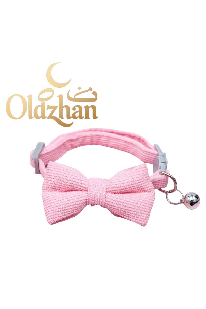 أولدجان طوق القط الجلدي القابل للتعديل مع الجرس ، طوق جرو القط المضاد للاختناق للحيوانات الأليفة الصغيرة (الوردي) - Image 1