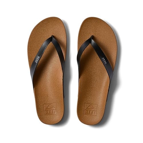 Reef Cushion Court Womens Flip Flop, Molded Cushion Footbed, Arch Support, Black/Natural, 8 - Image 5