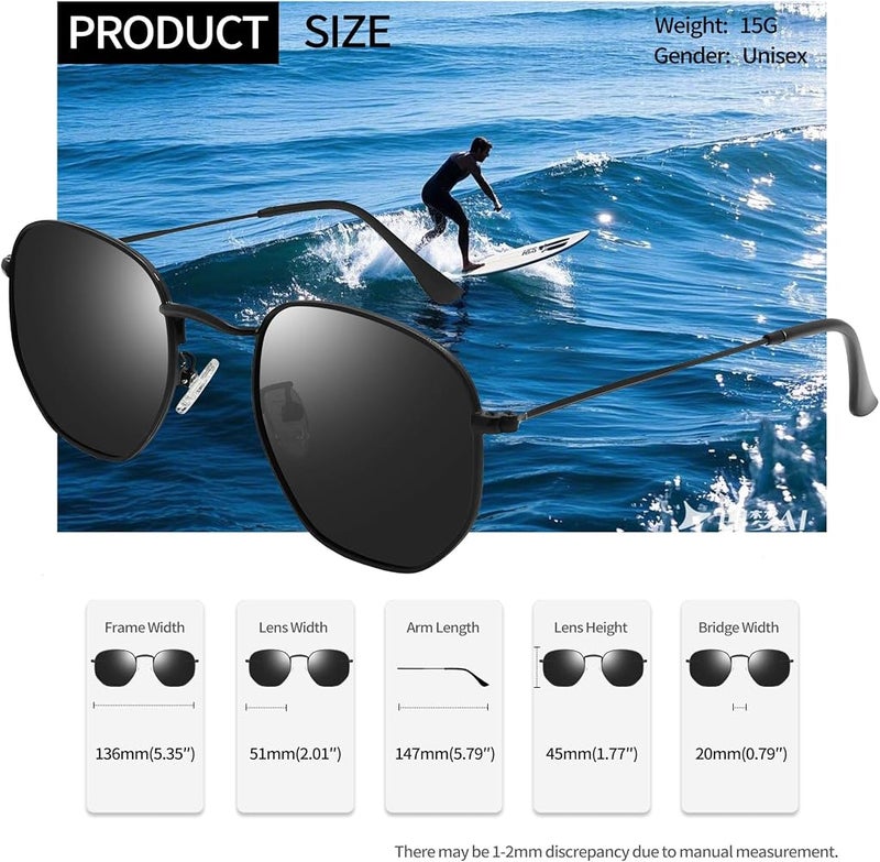 Joopin Hexagonal Polarized Sunglasses Men Women Shades UV400 Protection - Image 4