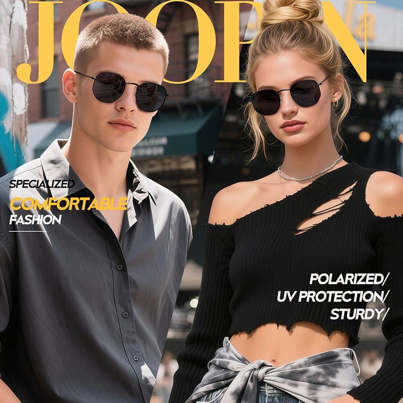 Joopin Hexagonal Polarized Sunglasses Men Women Shades UV400 Protection - Image 2