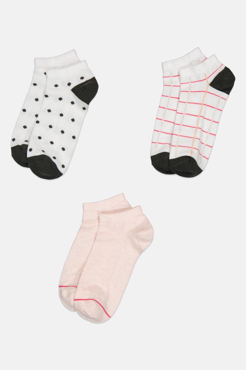 RBX Women 3 Pairs Allover Print Ankle Socks, Multicolor - Image 3
