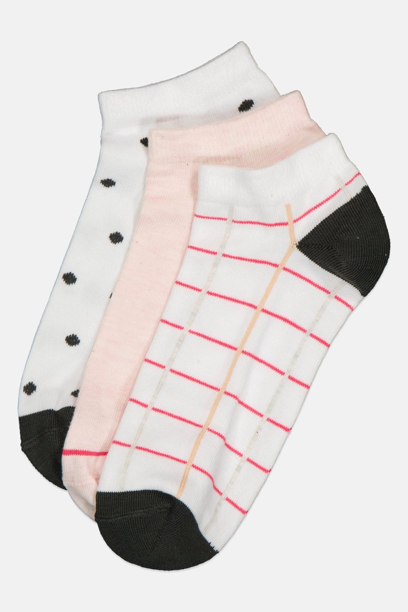 RBX Women 3 Pairs Allover Print Ankle Socks, Multicolor - Image 1