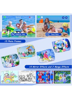 Ourlife Kids Waterproof Camera, Underwater 100FT Digital Camera, Birthday Gifts for Girls Boys, Kids Camera with 15 Photo Frames, 12 Funny Effects, 32GB SD Card, Underwater Action Camera for Kids Age 3-12  - Image 4