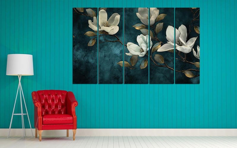 KYARA ARTS-green White Flower painting with frame Big Size (30x48) Wall Art for living room,Bedroom,Drawing room,Hotels-Wooden Framed-Digital Painting - Image 2