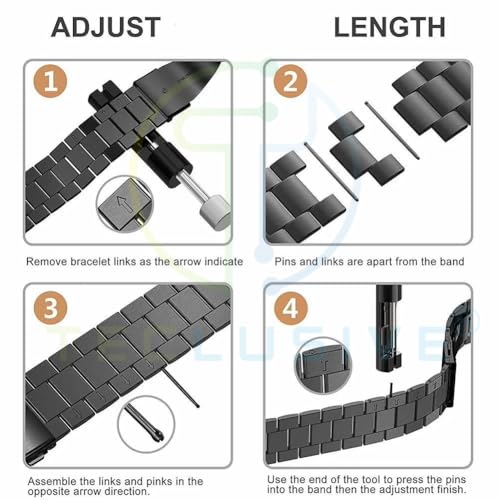 T TECLUSIVE Ultra Luxury Stainless Steel Metal Strap Compatible with Amazfit T-Rex 3 | Metal Chain Band with Installation Tools & Watch Strap Adjuster Tool for T Rex 3 (Silver) - Image 4