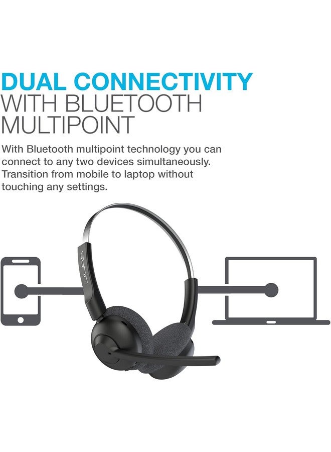 Jlab JLab Go Work Pop On-Ear Wireless Headset, Black, 50+ Hours Playtime, Bluetooth Multipoint, Rotating Boom Mic, Noise Canceling MEMS Microphone, Light-Weight and Portable, for PC/Mac or Mobile - Image 3