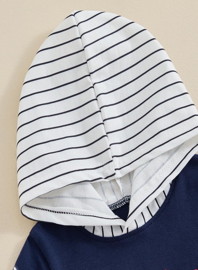 Rtnnsbbfcm Baby Boy Baseball Clothes Hoodie Baseball T Shirt Striped Shorts Toddler Boys Summer Outfit Set (Baseball T Shirt Blue, 18-24 Months) - Image 4