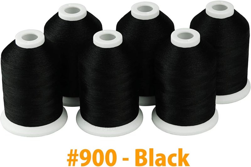 simthread 6 Black 1000M(1100Y) Polyester Machine Embroidery Threads for Brother Babylock Janome Singer Pfaff Husqvarna Bernina Embroidery and Sewing Machines - Image 2