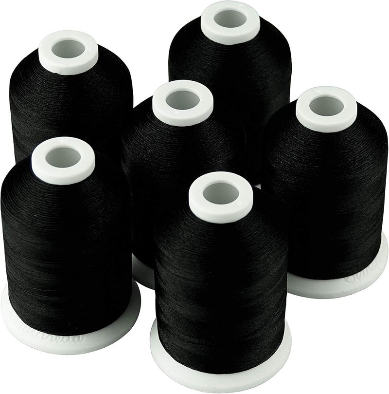 simthread 6 Black 1000M(1100Y) Polyester Machine Embroidery Threads for Brother Babylock Janome Singer Pfaff Husqvarna Bernina Embroidery and Sewing Machines - Image 1