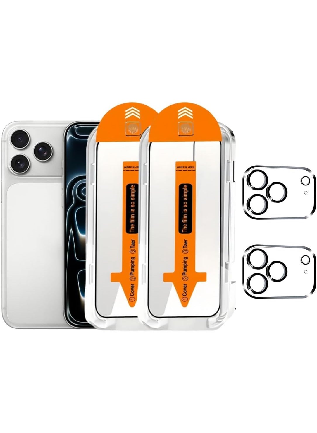 iPhone 17 Pro Max Screen Protector, 2 Pack Tempered Glass + 2 Pack Camera Lens Protector, with Installation Frame, 9H Hardness