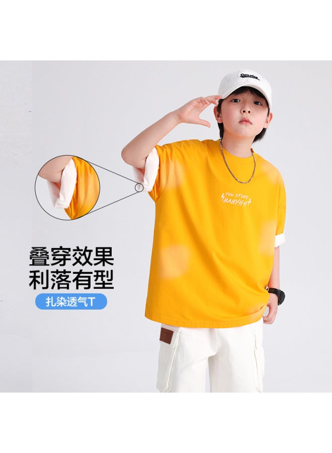 Boys' Summer Clothing Sorona Ice-feel Short-sleeved T-shirt  New Children's Clothing Summer Dopamine Loose Top
