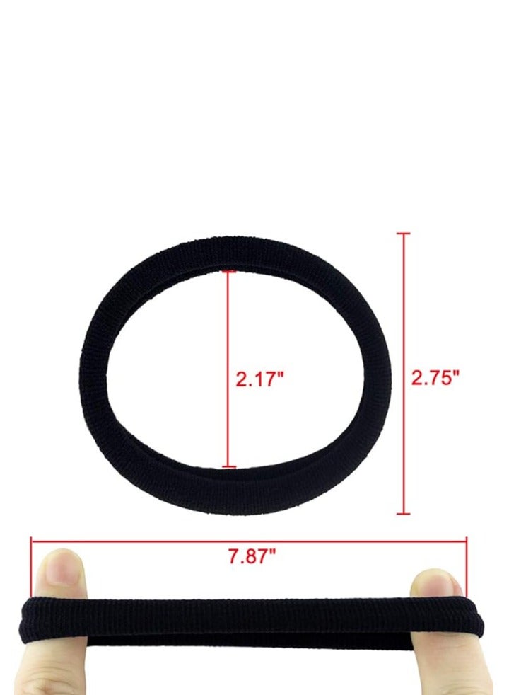 20pcs Black Hair Ties Heavy Curly Elastic Ponytail Holders Solid Headbands No Seamless Cotton Hair bands women girls hair Ties accessories (Black) - Image 4