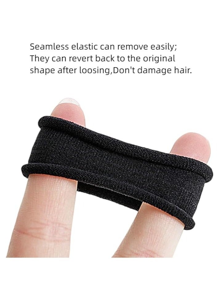 20pcs Black Hair Ties Heavy Curly Elastic Ponytail Holders Solid Headbands No Seamless Cotton Hair bands women girls hair Ties accessories (Black) - Image 5