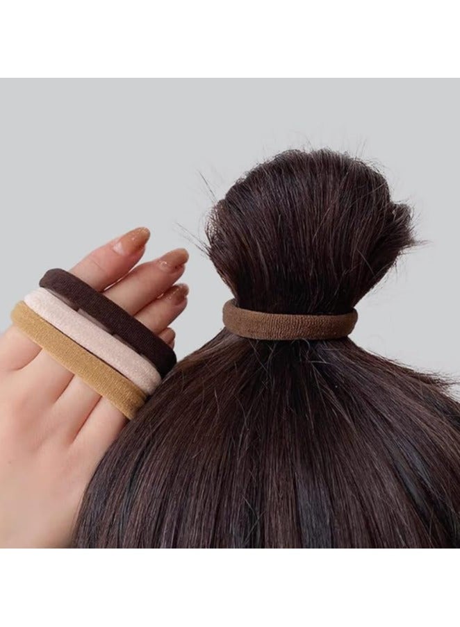 20pcs Black Hair Ties Heavy Curly Elastic Ponytail Holders Solid Headbands No Seamless Cotton Hair bands women girls hair Ties accessories (Black) - Image 3