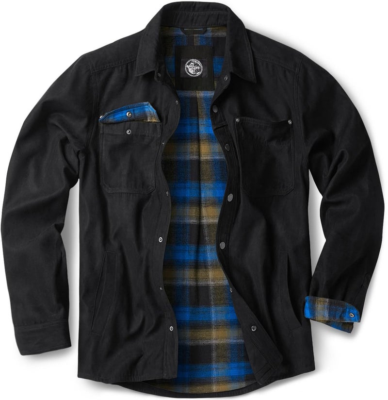 CQR Men's Flannel Shirt Jacket Long Sleeve, Winter Warm Outdoor Casual Plaid Jacket Coat with Pockets, Suede Stealth Forest Oasis, X-Large - Image 1
