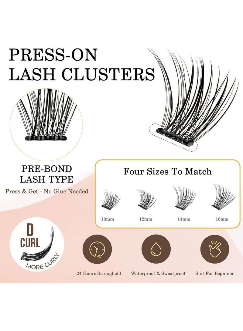 saykfoe Self Adhesive Eyelashes Kit: 120Pcs Natural Look Reusable Press On Lashes - No Glue Needed Wispy Lash Clusters with Lash Tweezers - Image 5