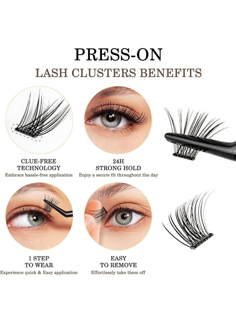 saykfoe Self Adhesive Eyelashes Kit: 120Pcs Natural Look Reusable Press On Lashes - No Glue Needed Wispy Lash Clusters with Lash Tweezers - Image 4