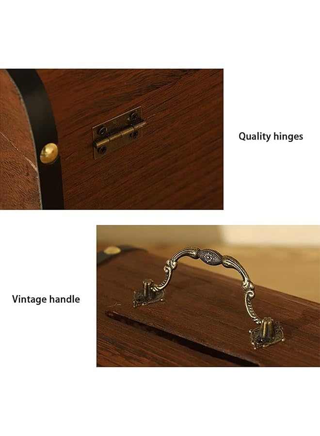 إيروريكس حصالة نقود خشبية حصالة نقود صندوق كنز عتيق حصالة نقود للأطفال حصال نقود للأطفال حصالة نقود مقاومة للكسر حصالة نقود للأطفال مع قفل يمكن استخدامها كهدايا عيد ميلاد - Image 4