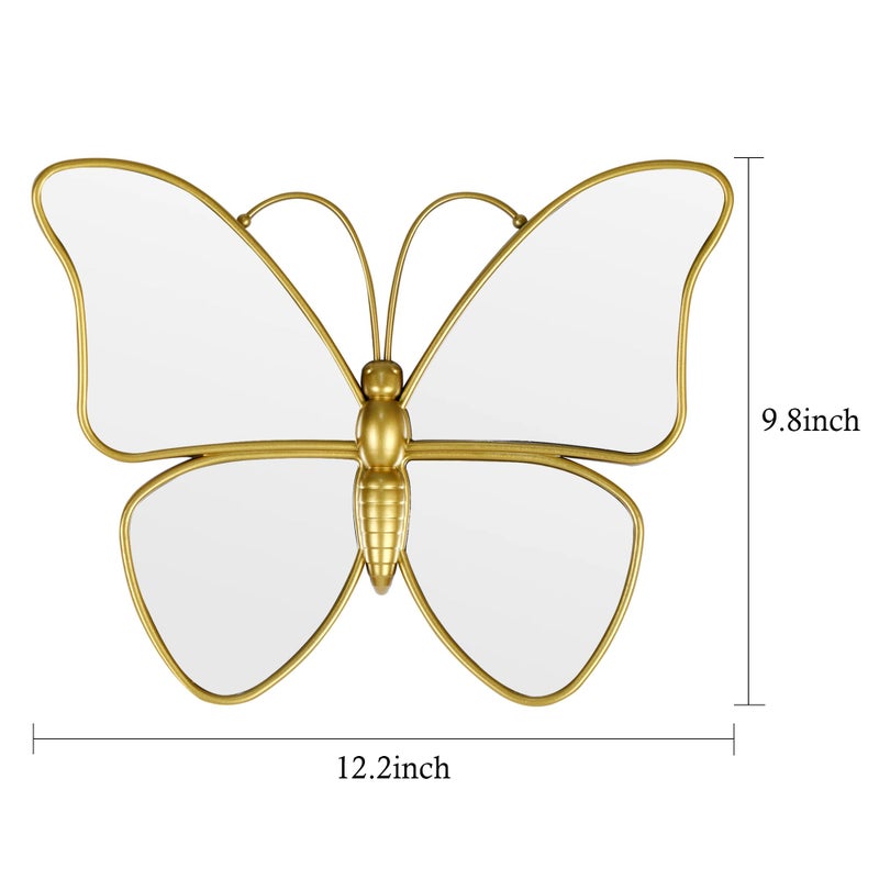 Wartter Decorative Butterfly Wall Mirror with Gold Plastic Frame (12.2 x 9.8 inch) - Image 2