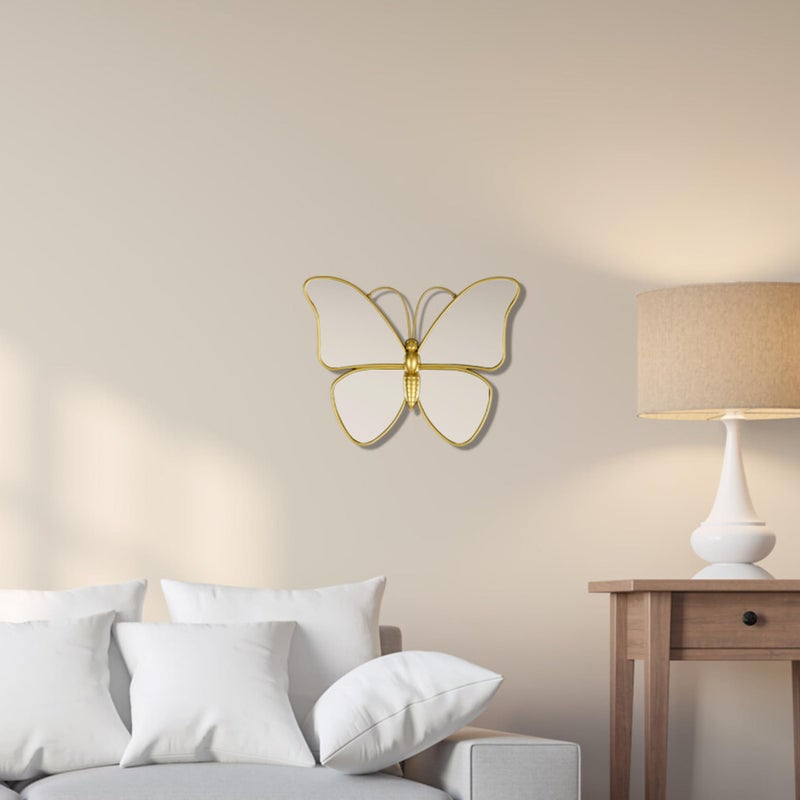 Wartter Decorative Butterfly Wall Mirror with Gold Plastic Frame (12.2 x 9.8 inch) - Image 4