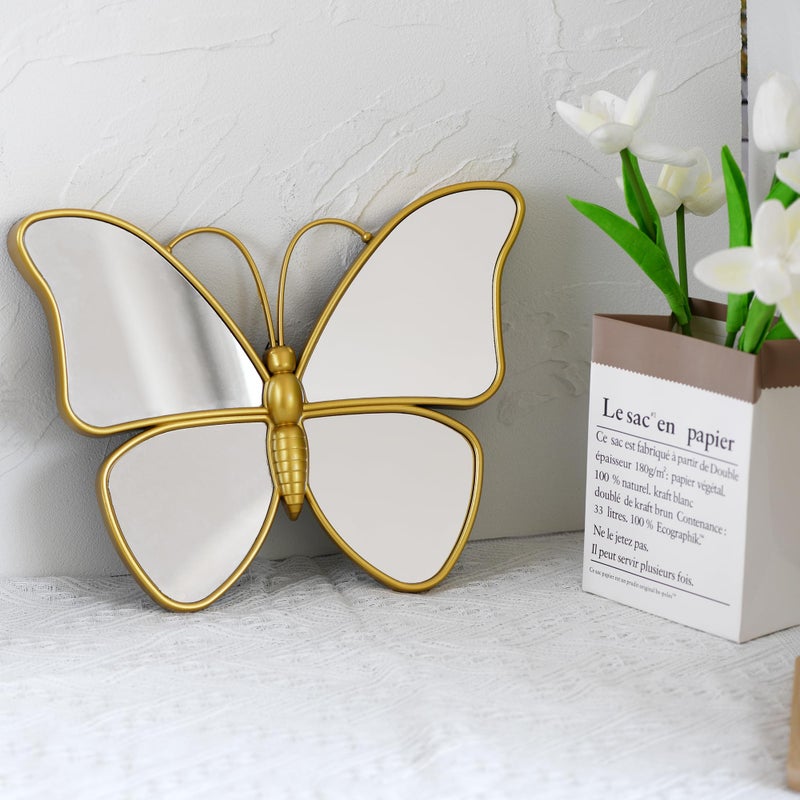 Wartter Decorative Butterfly Wall Mirror with Gold Plastic Frame (12.2 x 9.8 inch) - Image 5
