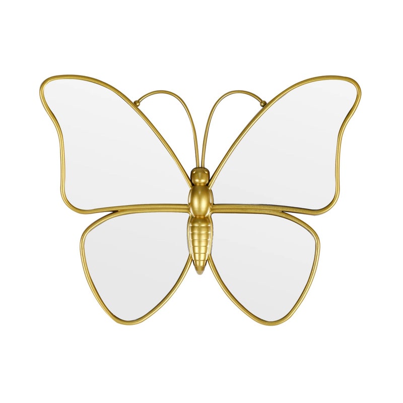 Wartter Decorative Butterfly Wall Mirror with Gold Plastic Frame (12.2 x 9.8 inch) - Image 1