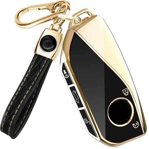 Lucrum Compatible with BMW Key Fob Cover & Keychain - TPU Keyfob Case for X1 X5 X6 X7 XM, 2 3 5 7 Series, i7 iX (2023-2025) - Black and Gold - Image 1
