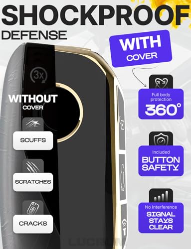 Lucrum Compatible with BMW Key Fob Cover & Keychain - TPU Keyfob Case for X1 X5 X6 X7 XM, 2 3 5 7 Series, i7 iX (2023-2025) - Black and Gold - Image 4