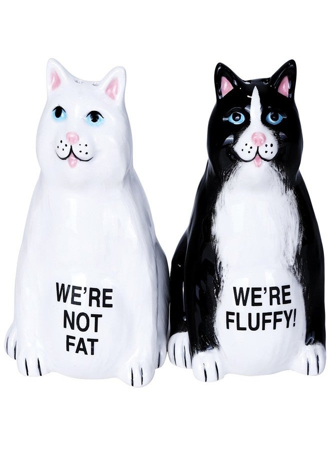 Pacific Giftware Fluffy Fat Cats Ceramic Magnetic Salt and Pepper Shaker Set - Image 2