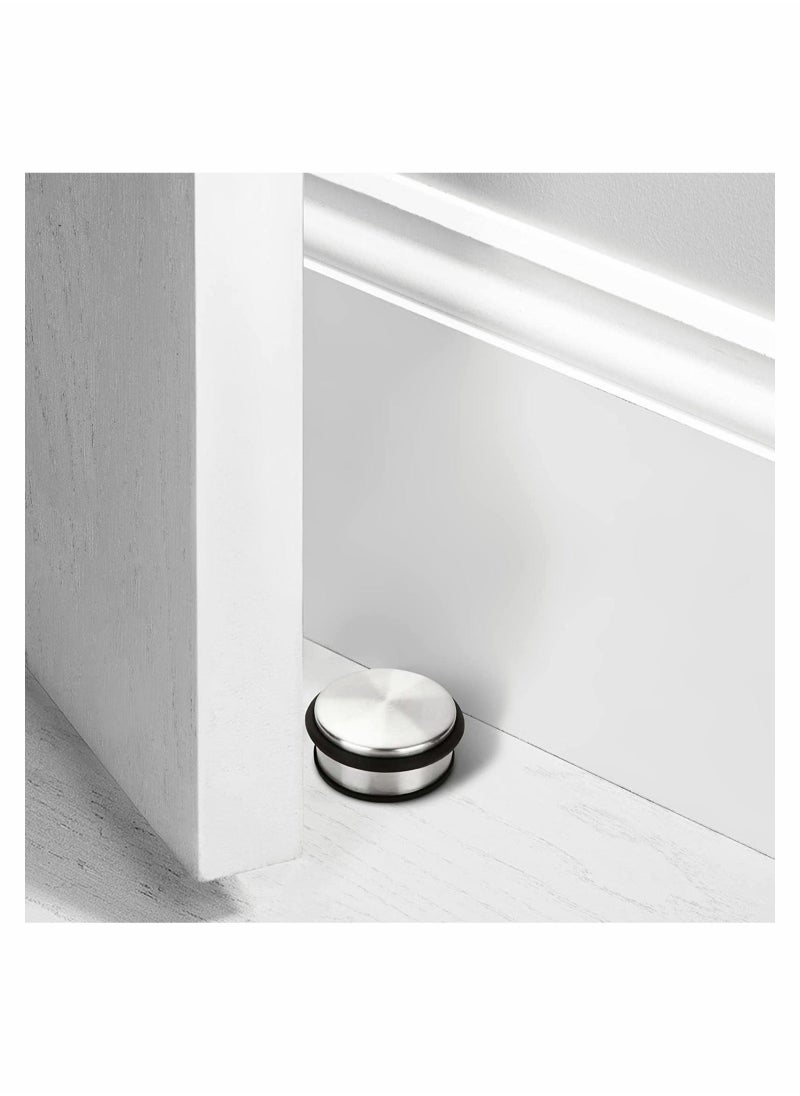 Generic 4 PcsDoor Stop Stainless Steel, Heavy Duty Chrome Door Stopper with Rubber Buffer Ring, Metal Round Door Stoppers for Floor, Safety Door Wedge for Home Office  - Image 4