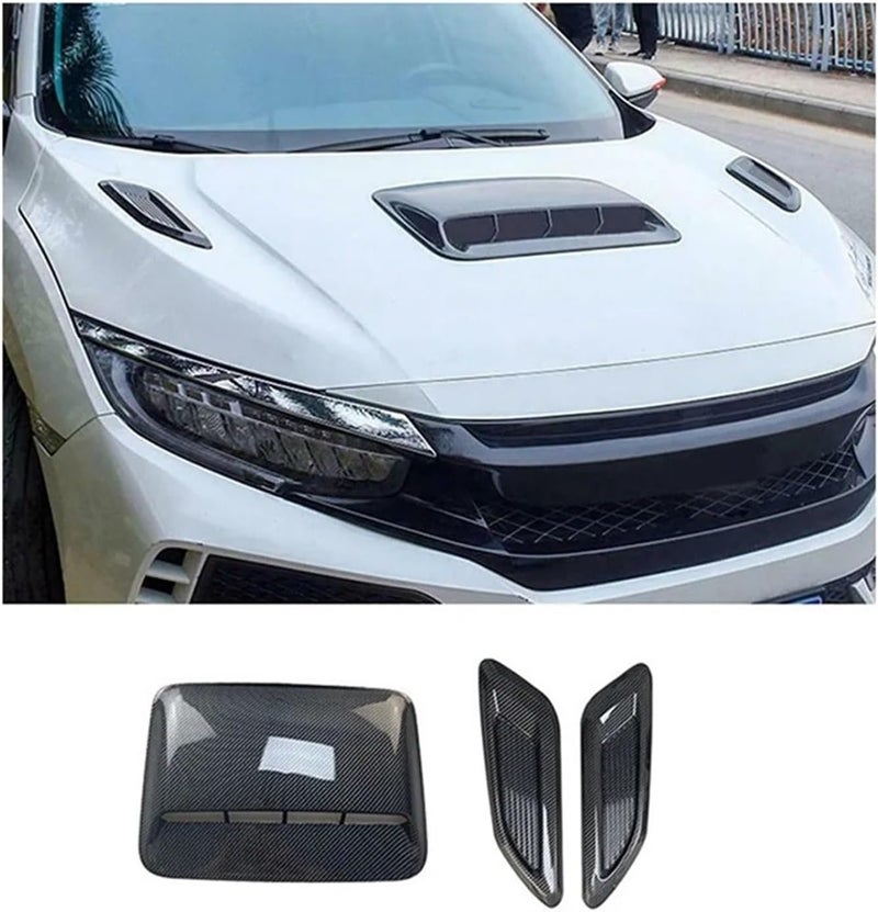 Compatible With Ford Toyota Chevrolet Honda Nissan Car Air Flow Intake Hood Scoop Vent Bonnet Decor Cover Center Side Outlet Universal A - Image 2