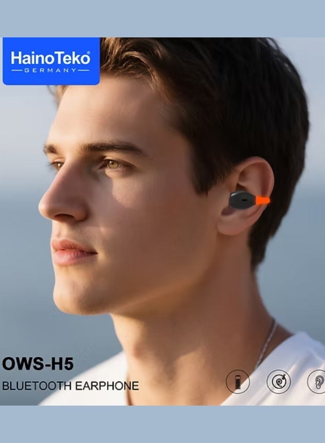 Haino Teko Haino Teko Germany OWS-H5  Bluetooth Earphones with High-Quality Sound, Super Clear Mic, and Touch Controls – Stylish & Comfortable Black Wireless Earphones for Music, Calls, and Sports. - Image 2