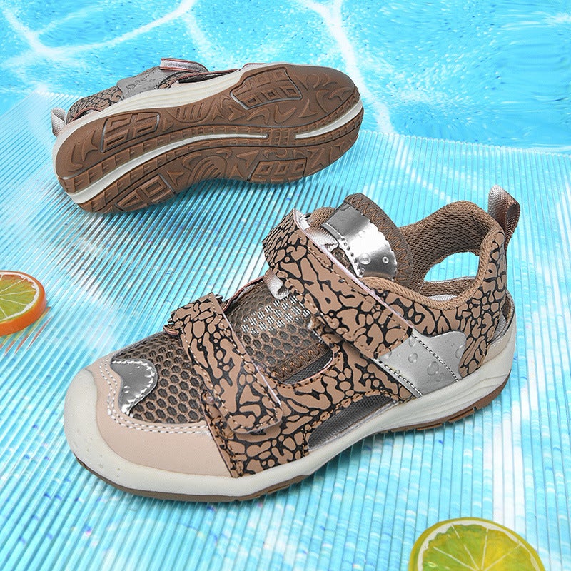 Boys' Sandals New Korean Style Summer Middle And Large Children'S Toe-Toe Children'S Shoes Soft Sole Velcro Beach Shoes - Image 1